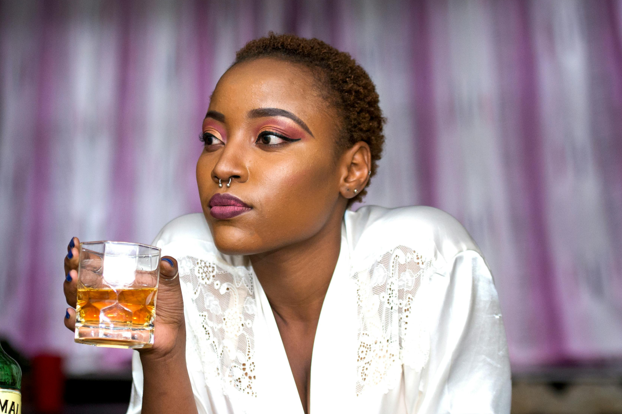 Bartender drinking on the job